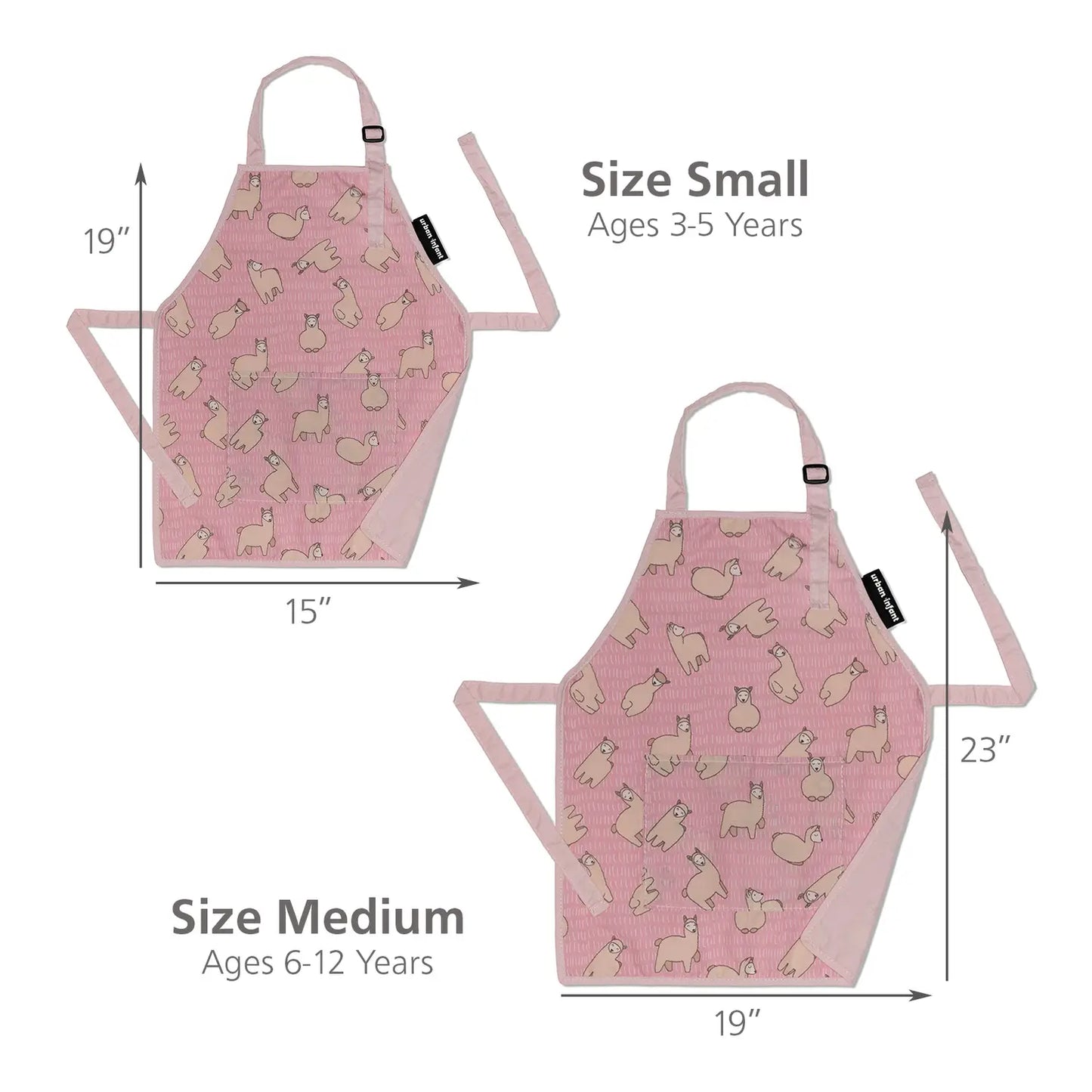 Little Helper Kids Apron, Washable Cotton/Poly - Llamas