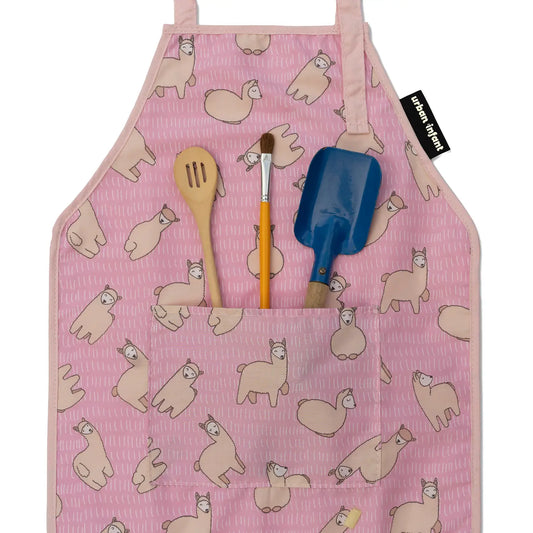 Little Helper Kids Apron, Washable Cotton/Poly - Llamas