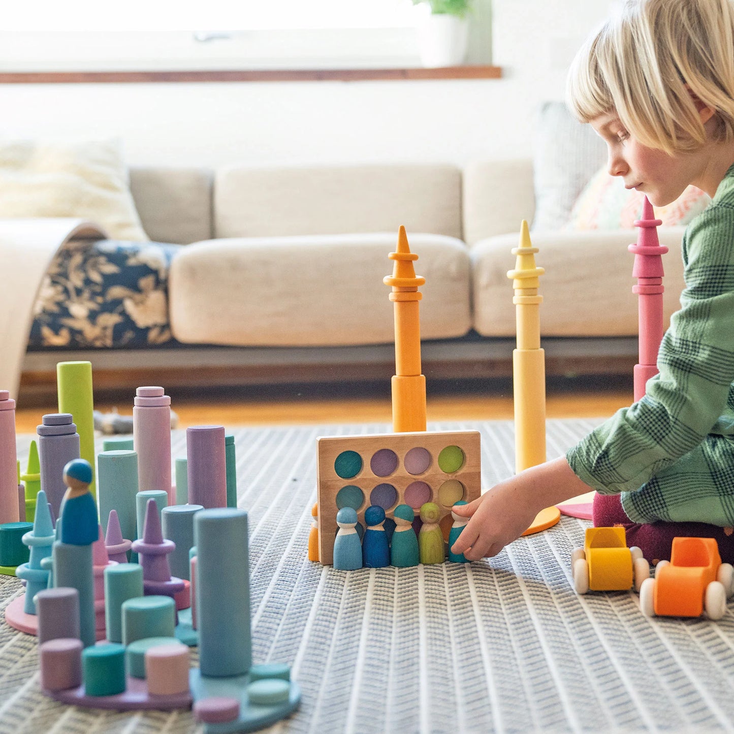 Grimm's Stacking Game Small Rollers Pastel