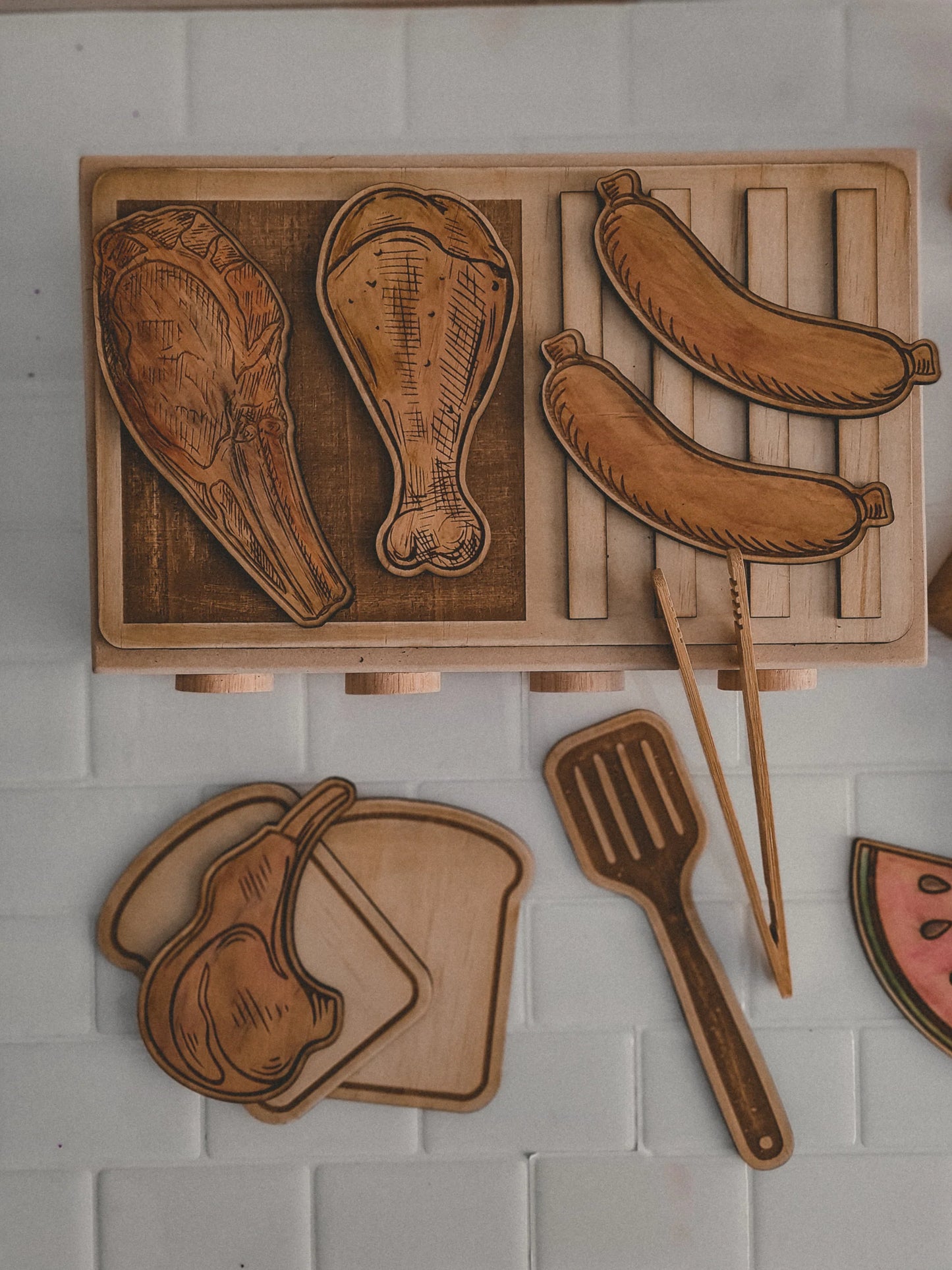 Wooden Barbecue Set